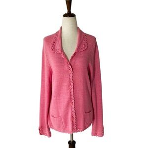VINTAGE 90s CHADWICKS Crochet Trim Cardigan